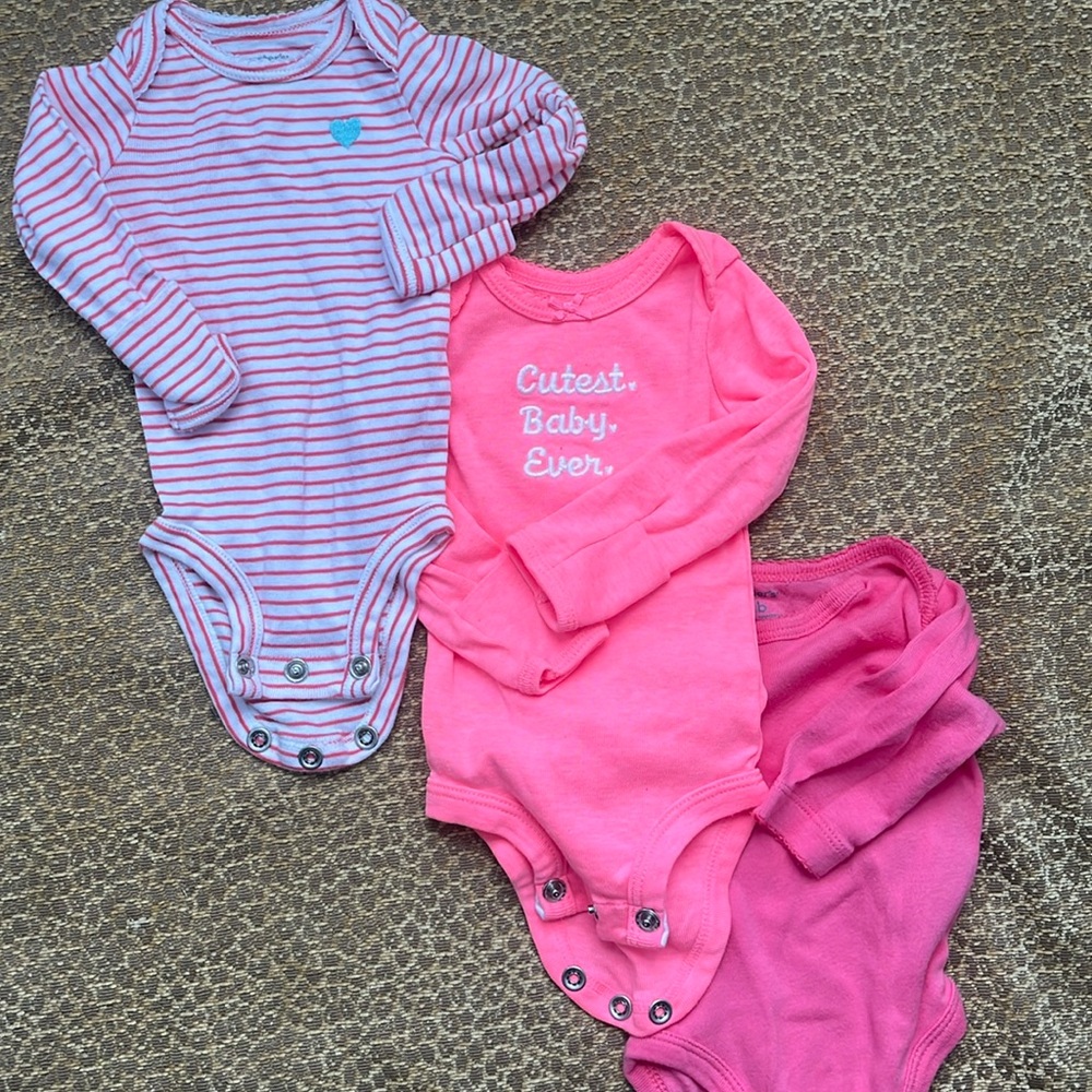 Carters Pink and Striped Baby Onesie Set